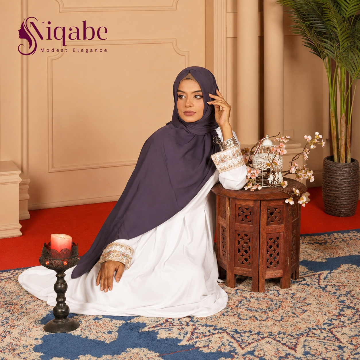Premium Dubai Cherry Co-Ord Set - White