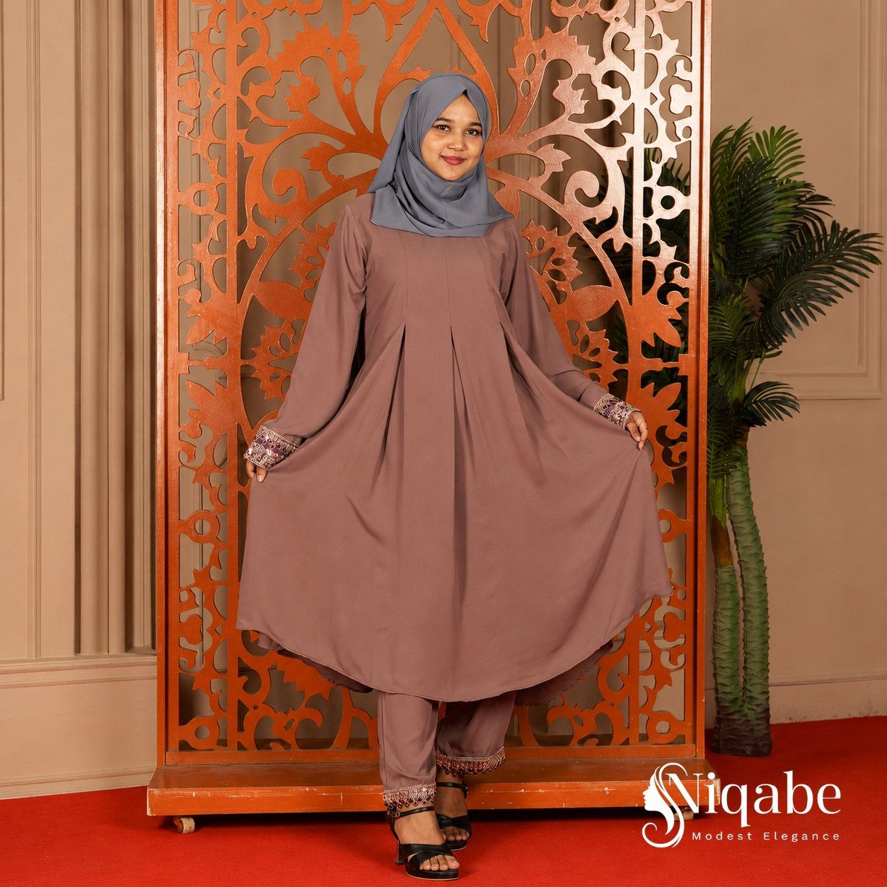 Premium Dubai Cherry Co-Ord Set - Dusty Mauve